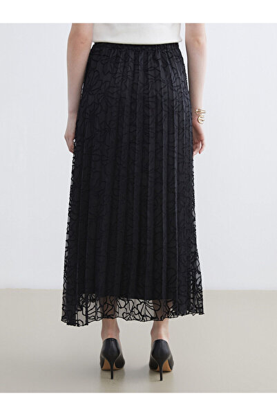 LC Waikiki Lcwaikiki Classic Elastic Waist Patterned Chiffon Pleated Skirt