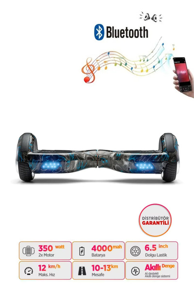 CityMate Elektrikli Kaykay Hoverboard Bluetooth Hoparlörlü 6.5 Inch Grafiti D18
