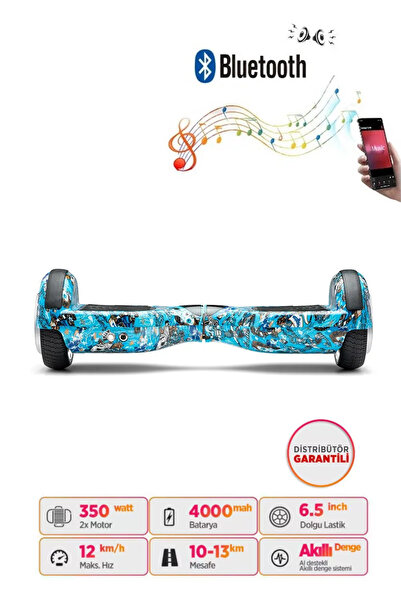 CityMate Elektrikli Kaykay Hoverboard Bluetooth Hoparlörlü 6.5 Inch Grafiti D20