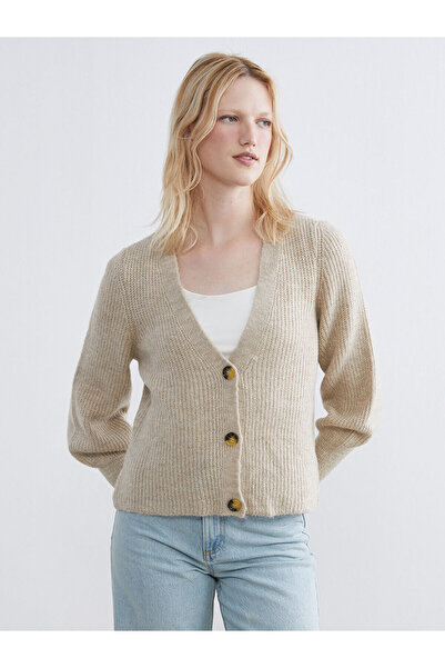 LC Waikiki Peak New Season V-Neck Balloon Sleeve Women's Knitwear Cardigan