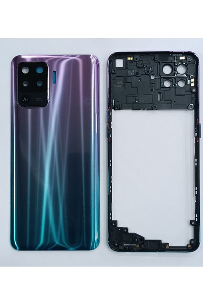 indirimplus Oppo Reno 5 Lite FULL Kasa Arka Pil Batarya Kapağı Mavi