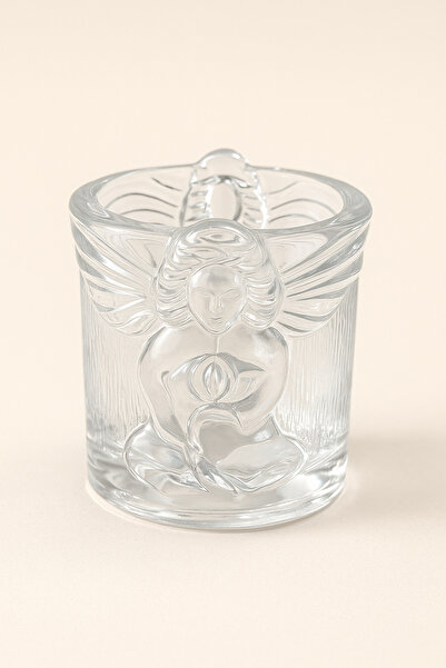 esdekor Anglo Canadien Mercantille Melekli Kalın Cam Mumluk 6,6cm 1Adet Everg...