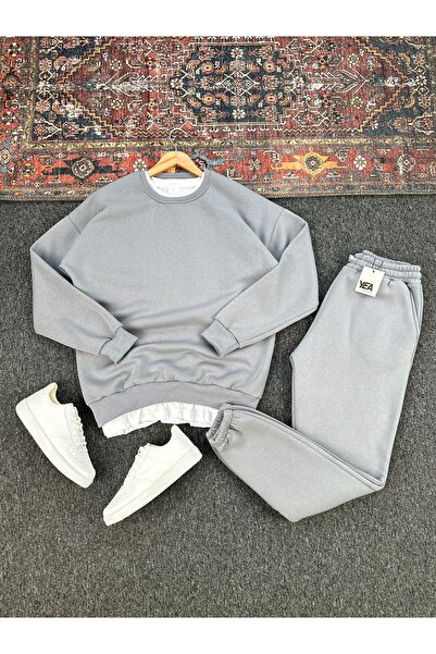 tetramoda Three Thread Compact Crew Neck Cotton Premium Oversize Tracksuit Set
