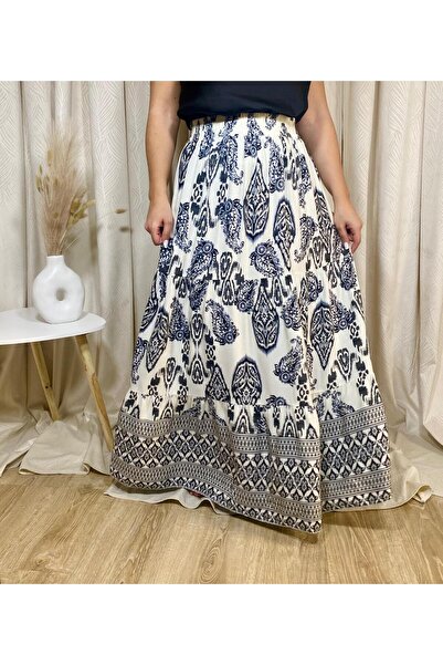 Intisimo Fustă lungă, lejeră, fildeș/negru