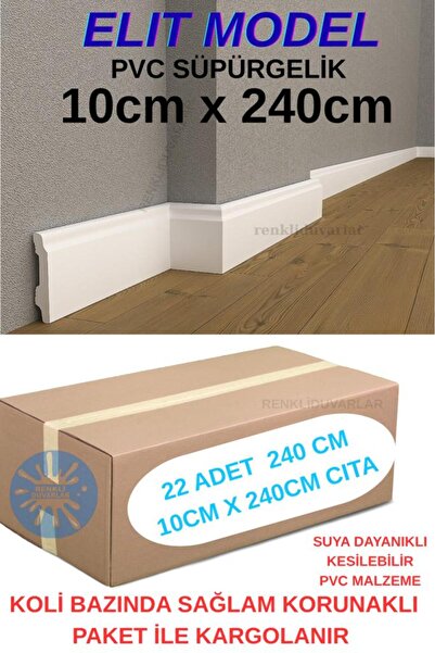 Renkli Duvarlar 22 Adet 10cmx240cm Toplam 53 Metre Elit PVC Çıta Kenar Süpürg...