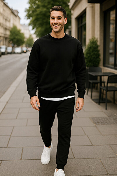 tetramoda Σετ αθλητικής φόρμας Premium O oversized με τρεις κλωστές και βαμβακερή επένδυση στο εσωτερικό