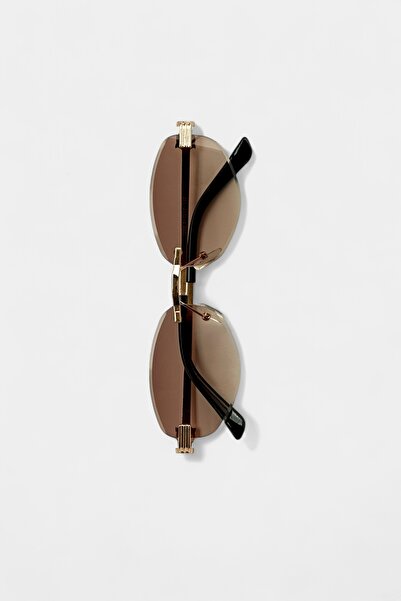REN EYEWEAR نظارات شمسية من STELLA مصنوعة من المعدن الذهبي بقطع ليزر بيضاوي ا...