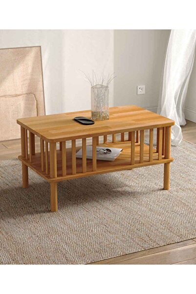 woodizy Doğal Masif Ahşap Kafes Orta Sehpa