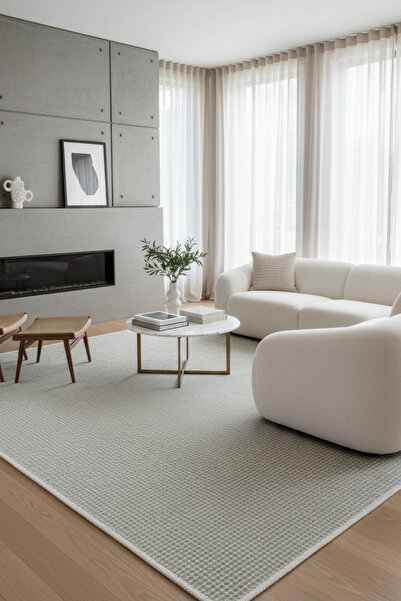 Rose'n Home Şönil Pandora Yeşil Makinede Yıkanabilir Sade Desenli Salon Korid...