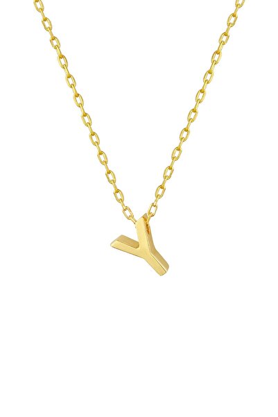 Gimora Harf Kolye Mini Y Harfi Altın Kaplama Gümüş Kolye