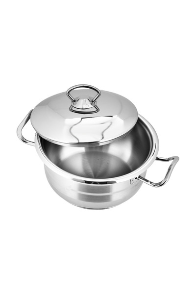 ALSAIF Turkish Stainless Steel 18/10 Cooking Deep Pot Size 22CM Silver