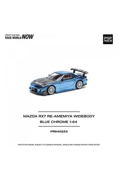 pop race 1 /64 Mazda RX7 RE-Amemiya Widebody Blue Chorme
