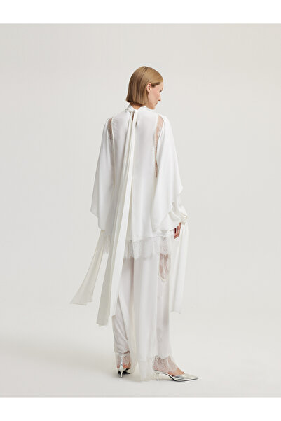BAQA Ecru Blouse with Collar Shawl Detail
