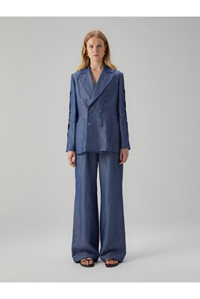 BAQA Linen Jacket with Embroidered Sleeves