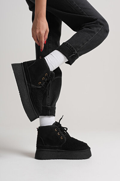 Zerenyus Loana Premium Women's Fur Black Winter Thick Soled Boots