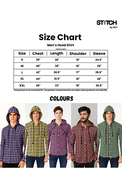 STITCH by MH Men's Check-Print Cotton Hoodie Shirts