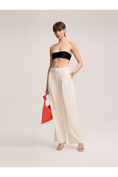 BAQA Pleated Detailed Cream Trousers