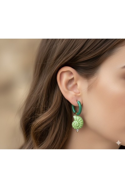 İNN JEWELLERY Steel Earrings Tarnish-Free Antiallergic Green Figured (2 Years Importer Guaranteed)