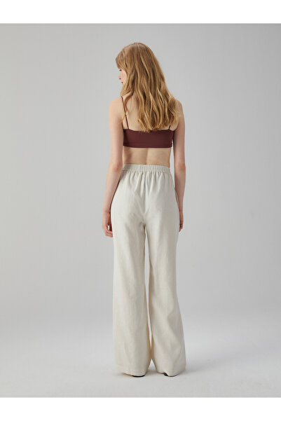 BAQA Ecru Trousers with Elastic Waist