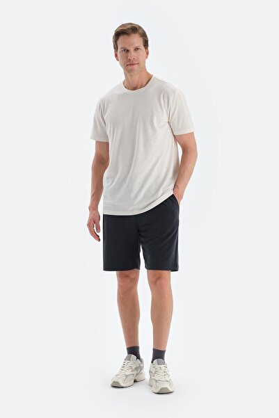 Dagi Ecru Crew Neck Knitted Linen Blend T-Shirt