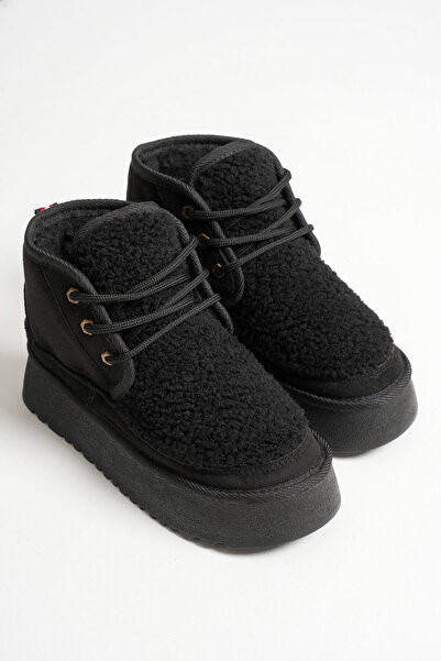 Zerenyus Loana Premium Women's Fur Black Winter Thick Soled Boots