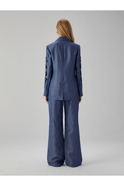 BAQA Linen Jacket with Embroidered Sleeves