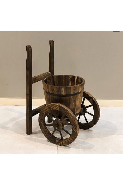 genric عربة حديقة خشبية متدحرجة من OneDcor مزودة بعجلات (لون بني عتيق)