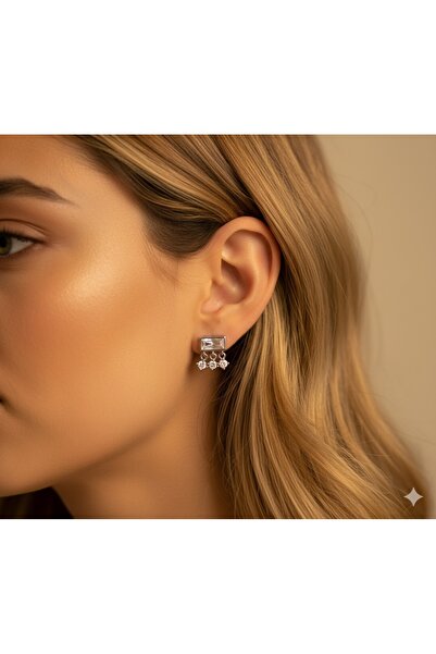 İNN JEWELLERY Steel Earrings Tarnish Resistant Antiallergic Baguette Figured (2 Years Importer Warranty)