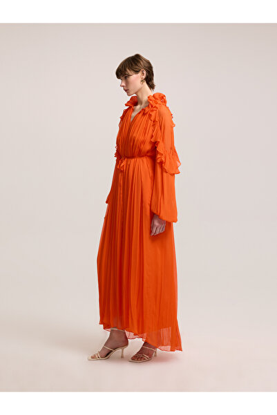 BAQA Orange Dress with Ruffle Detail
