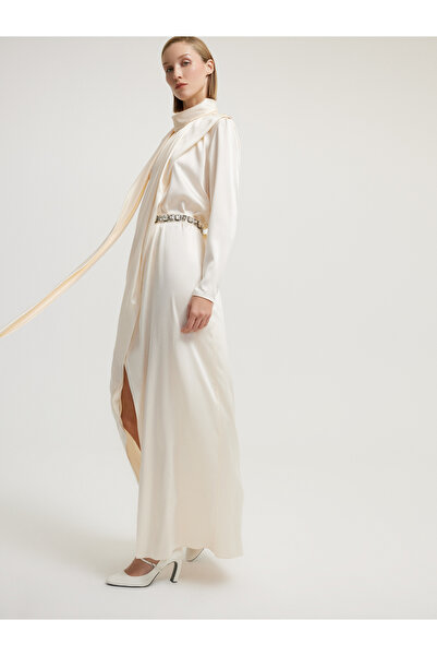 BAQA Ecru Dress with Beaded Belt