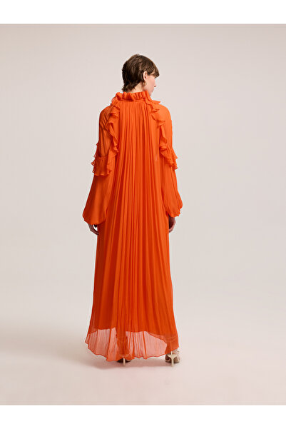 BAQA Orange Dress with Ruffle Detail