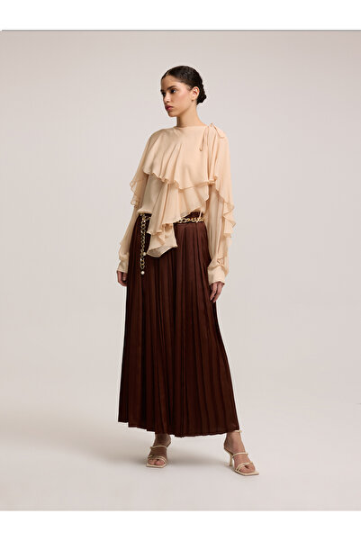 BAQA Asymmetrical Flounce Powder Blouse