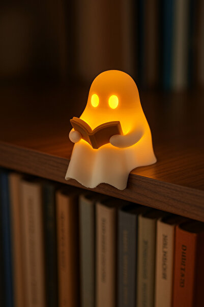 Root Made Kitap Okuyan Hayalet Tealight Mumluk Minimalist Masa Kitaplık Dekor...