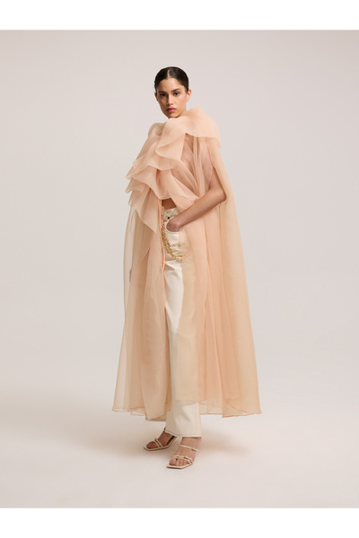 BAQA Salmon Organza Cape