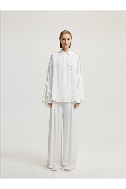 BAQA Taş Detaylı Beyaz Bluz