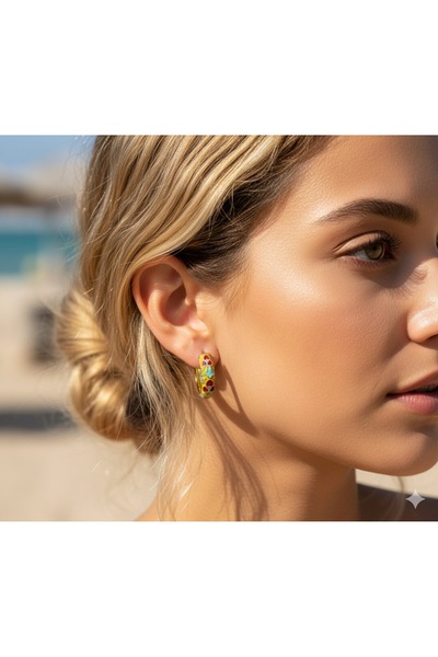 İNN JEWELLERY Steel Earrings Tarnish-Free Antiallergic Yellow Figured (2 Years Importer Guaranteed)