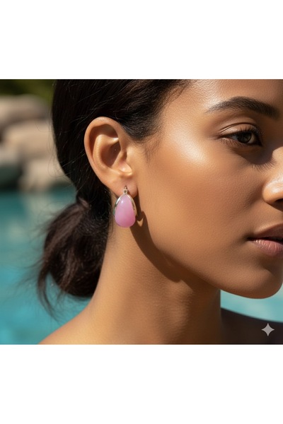 İNN JEWELLERY Steel Earrings Tarnish-Free Antiallergic Pink Color (2 Years Importer Guaranteed)