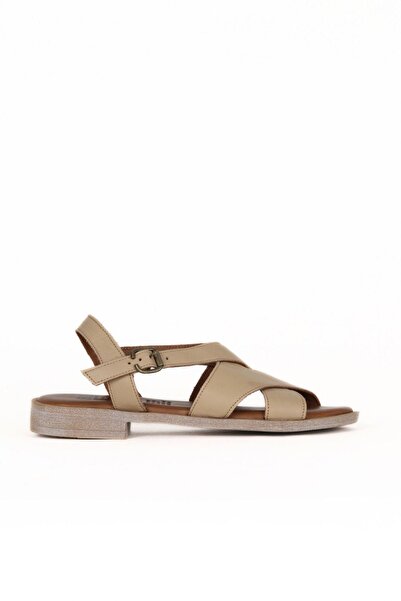 Bueno Shoes Γυναικεία φλατ σανδάλια από δέρμα βιζόν 01we2803