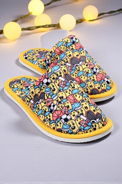 Chochili Παντόφλες Unisex Yellow Sportsman Emoji με μαλακή σόλα για το σπίτι