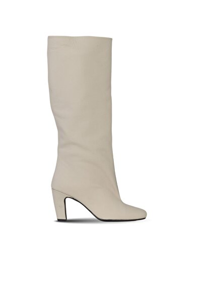 Bueno Shoes Beige Leather Women's Heeled Boots 39Wc2958
