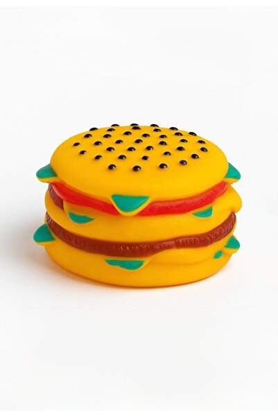 Papağanhane Ses Çıkaran Hamburger Şekilli Köpek Oyuncağı – Dayanıklı Plastik, Eğlenceli ve Diş Dostu Oyuncak