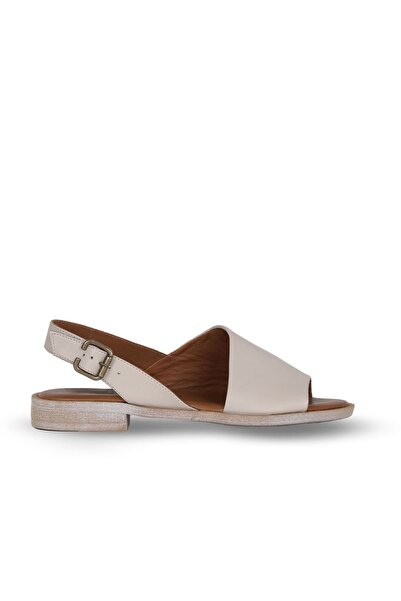 Bueno Shoes Γκρι δερμάτινα γυναικεία φλατ σανδάλια 01we2804