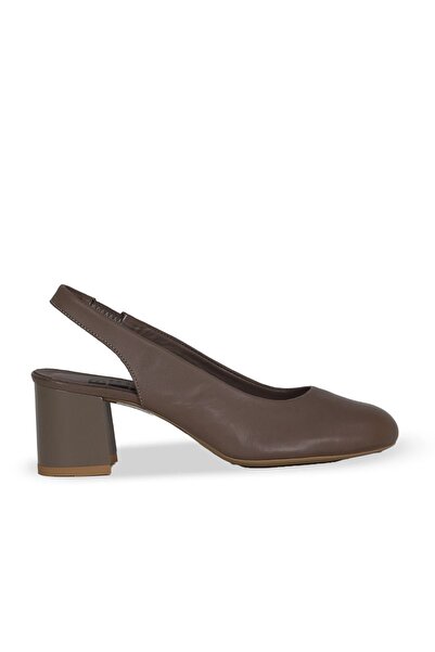 Bueno Shoes Γκρι δερμάτινα γυναικεία παπούτσια με τακούνι 01we5701