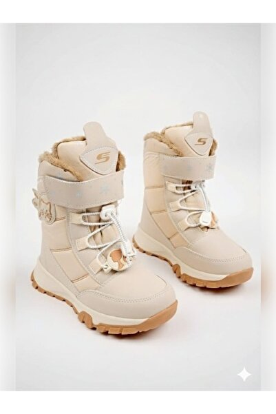 McDark Бежови кожени ботуши за момиче