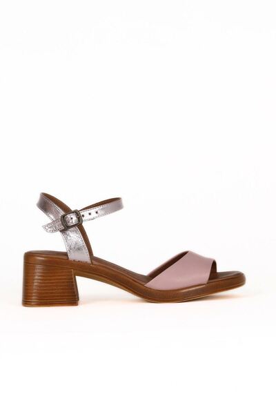 Bueno Shoes صندل نسائي بكعب من الجلد الجاف الوردي 01we3802