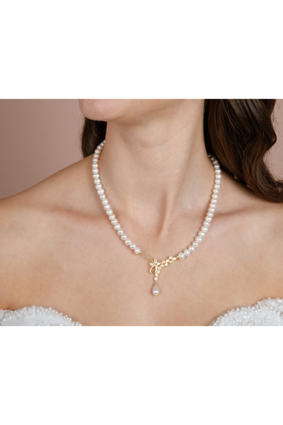 İLK İNCİ TAKI Gerçek Doğal İnci Set – ST033 14 Ayar Altın Renk