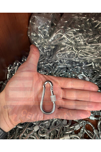 EgeÇelikHalat Vidalı Karabina 6 Mm 5 Adet Yaylı Kanca Galvanizli Olta Dağcılık Kamp Malzemeleri Salıncak Anahtar