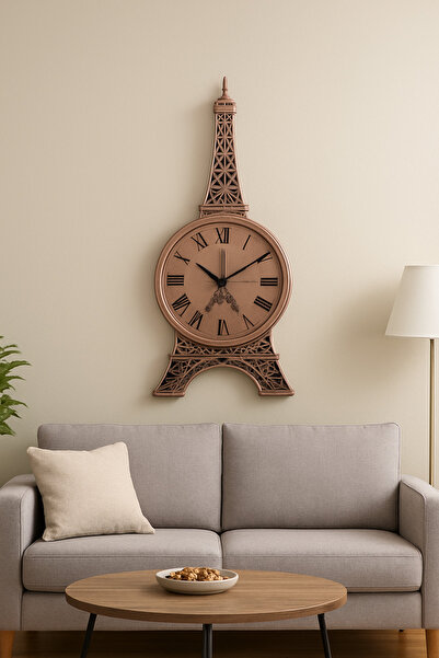 Generic Plastic wall clock with glass in the shape of the Eiffel Tower, available in two colors
