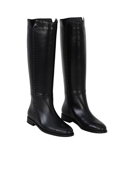 Bueno Shoes Black Leather Women's Flat Boots 33Wc12520