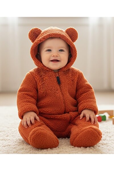 Cassiope (Unlined) Hooded Plush Front Zipper Sherpa Baby Girl and Boy Winter Coat Jumpsuit